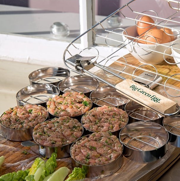 Big Green Egg Stainless Steel Mini-Burger Slider Basket with Detachable Handle
