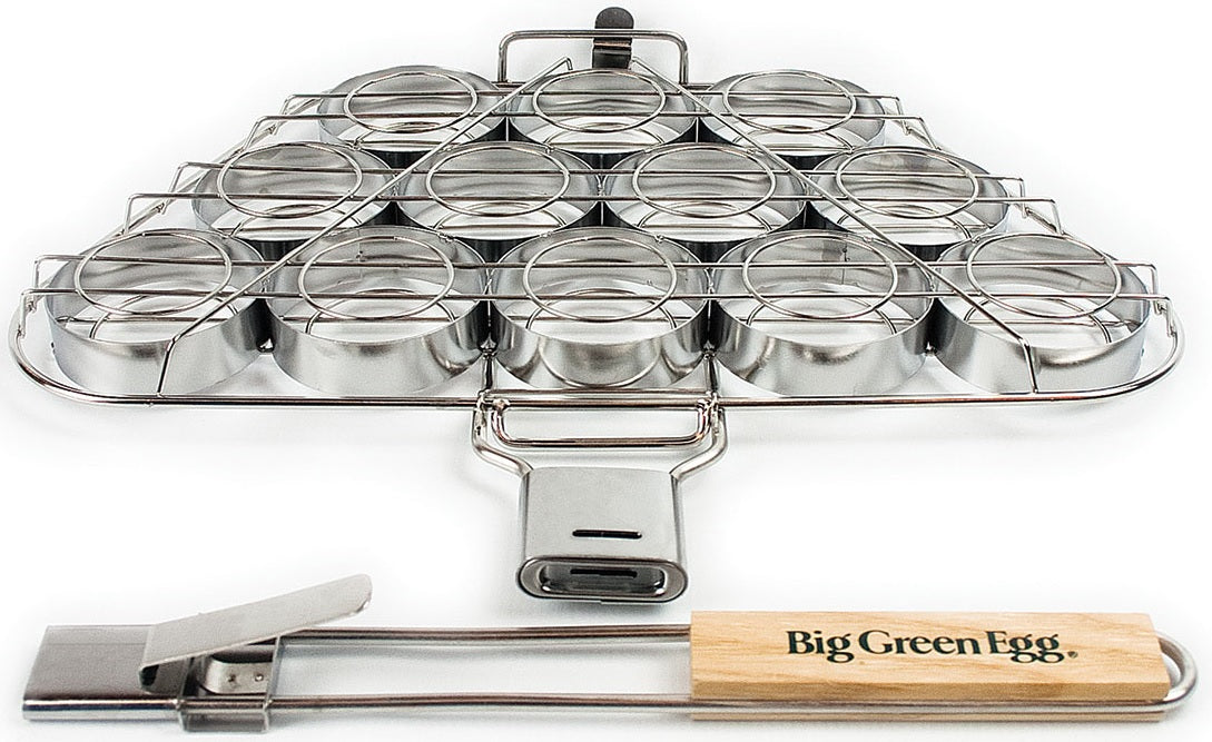 Big Green Egg Stainless Steel Mini-Burger Slider Basket with Detachable Handle
