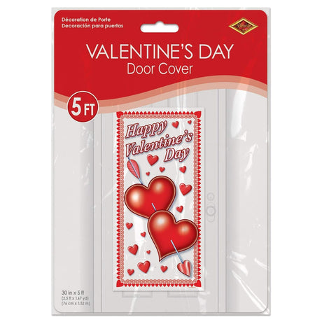 Door cover decoration that reads "HAPPY VALENTINE'S DAY!" It's decorated with hearts.