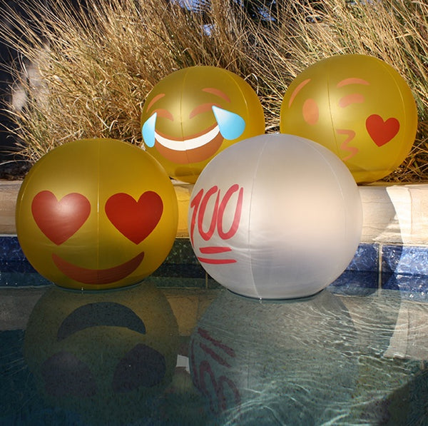 SolarGlo™ LED LightUp Inflatable Emoji Beach Balls
