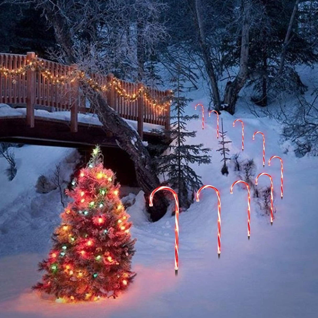 26" Lighted Candy Cane Lawn Stakes (3-Pack)