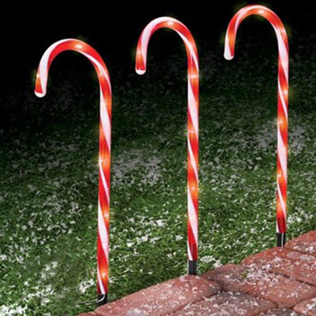 3 Piece 26" Lighted Candy Cane Lawn Stakes