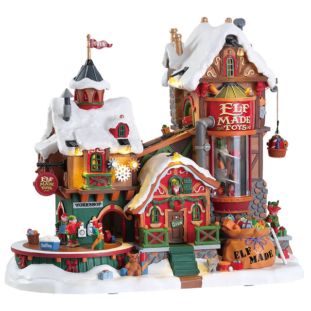  Lemax Santa's Wonderland Elf Made Toy Factory Sights & Sounds, Lemax Christmas Village