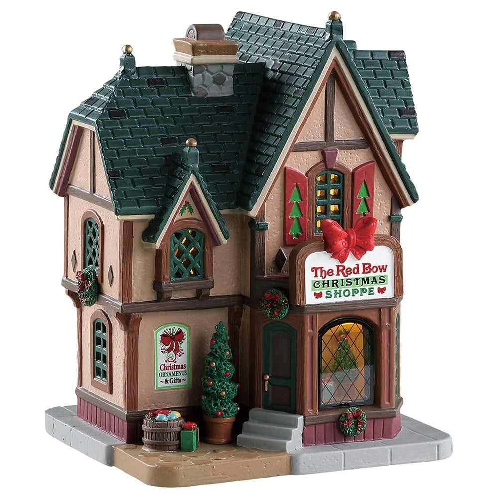 Lemax Caddington Village The Red Bow Christmas Shoppe Lighted Building, Lemax 85379