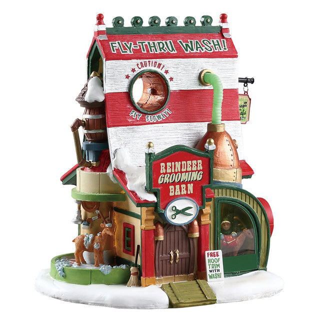 Lemax Santa's Wonderland Reindeer Grooming Barn Lighted Building