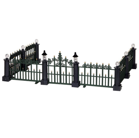 Plastic village accessory for a Lemax display. Designed to look like a black metal fence.