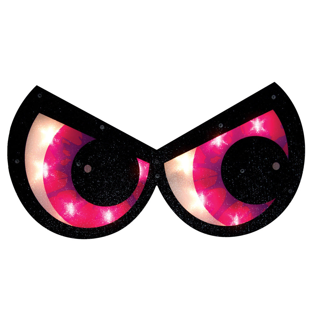 A pair of spooky light up eyes. Makes it look like a cartoon monster is looking out the window.