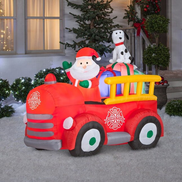 6' Airblown® Santa Fire Truck Christmas Inflatable