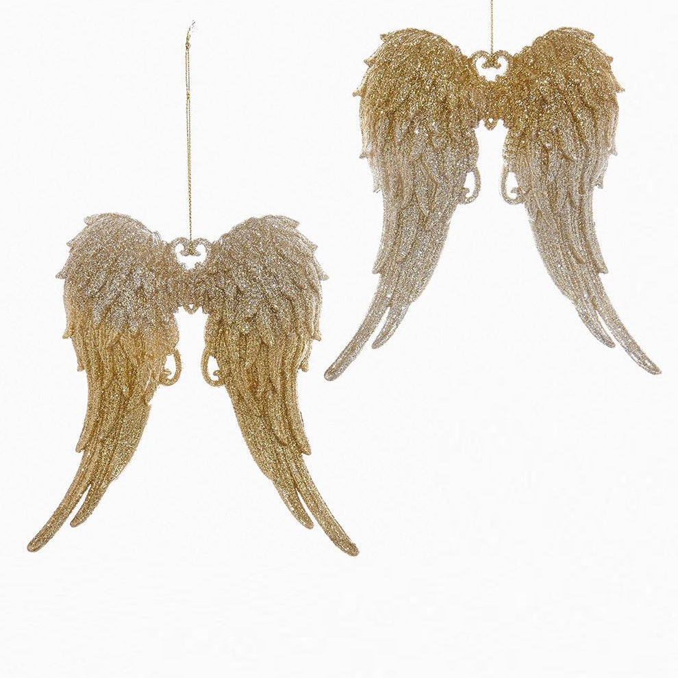5.75" Gold and Silver Glitter Angel Wing Ornament