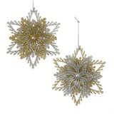 Glittery snowflake ornaments.