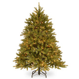 Artificial tree pre-lit with clear lights.