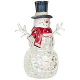 9" Battery-Operated Light Up Acrylic Snowman Figurine