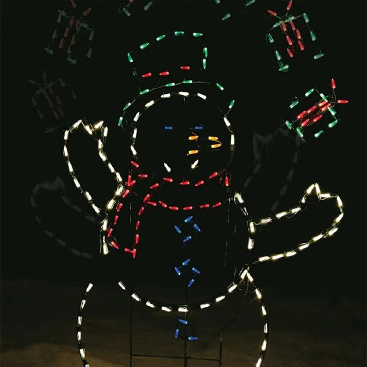 60" Juggling Snowman Animotion Outdoor LED Yard Decoration