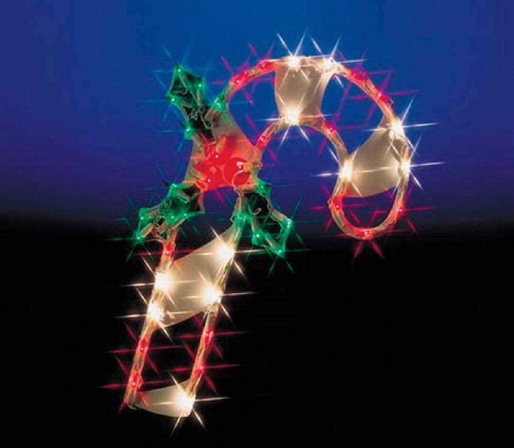 Illuminated Candy Cane Window Silhouette