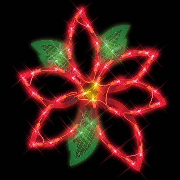 Lighted Poinsettia Window Silhouette