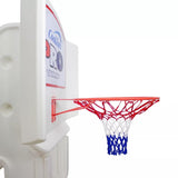 Poolside basketball hoop.