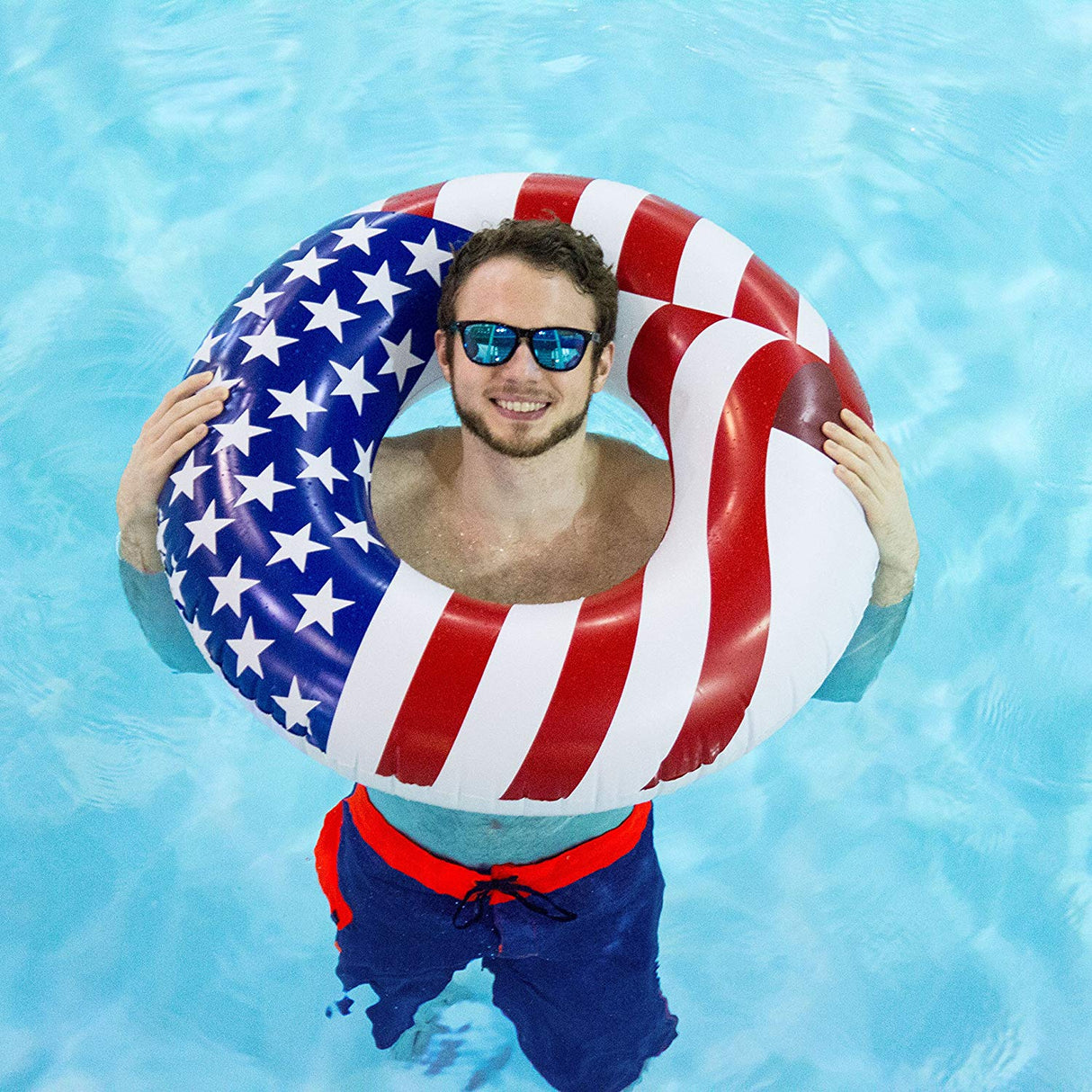 Inner tube designed to look like the American flag.