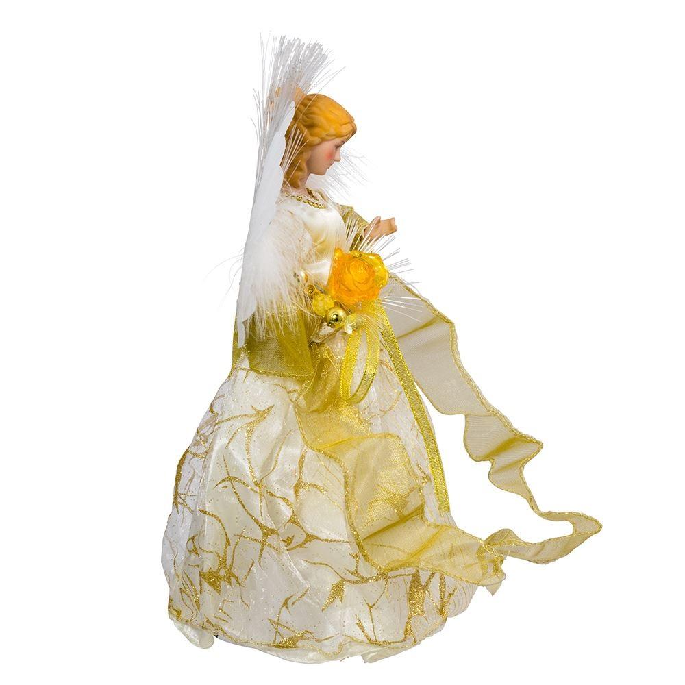 Fiber Optic Ivory and Gold Color-Changing LED Angel Tree Topper