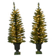 Set of 2 small trees in pots. Each tree is pre-lit with clear lights.