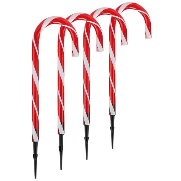 Set of 4 Candy Cane Pathway Marker Stakes