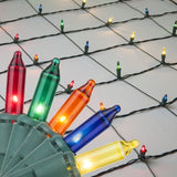Basically a blanket of lights. You can wrap it around tree trunks, you can throw it over a bush, etc. There are different color options. These lights are multi-colored.