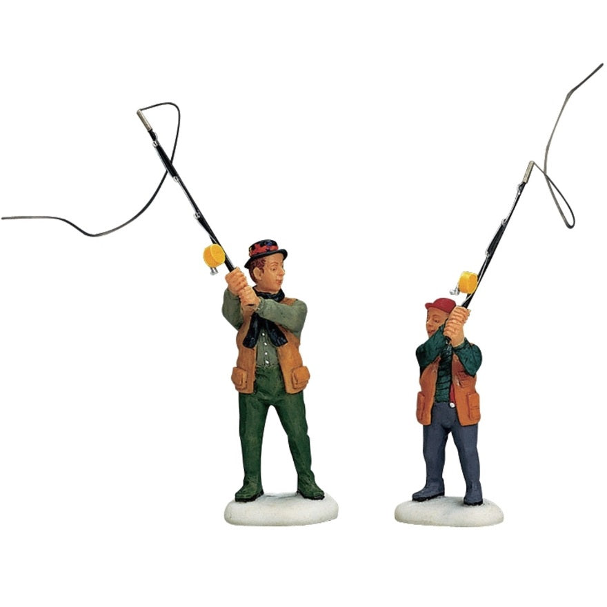 Polyresin figurines for a Lemax Village tabletop display. Designed to look like a father and son fishing.