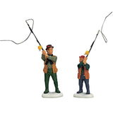 Polyresin figurines for a Lemax Village tabletop display. Designed to look like a father and son fishing.