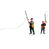 Polyresin figurines for a Lemax Village tabletop display. Designed to look like a father and son fishing.