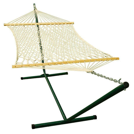 2-Point Single Cotton Rope Hammock with Stand