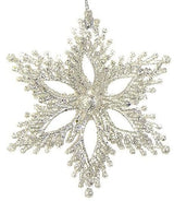 Glittery snowflake shaped ornaments.