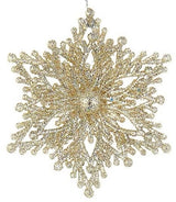Glittery snowflake shaped ornaments.