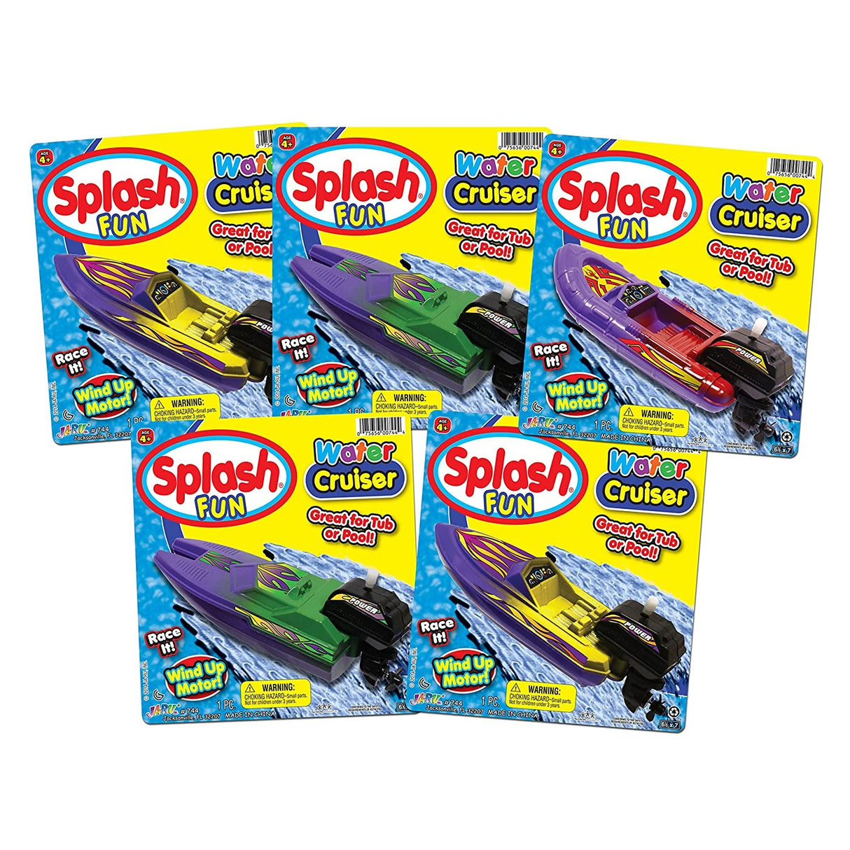 Wind up pool toys shaped like speed boats.