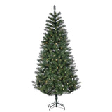 Christmas tree decorated with dual lights. Lights change from multi-colored to clear.