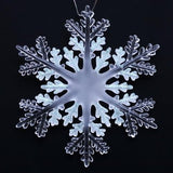 Ornaments shaped like clear snowflakes.