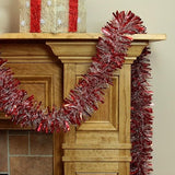 15' Fantasy Snowy Red Tinsel Christmas Garland