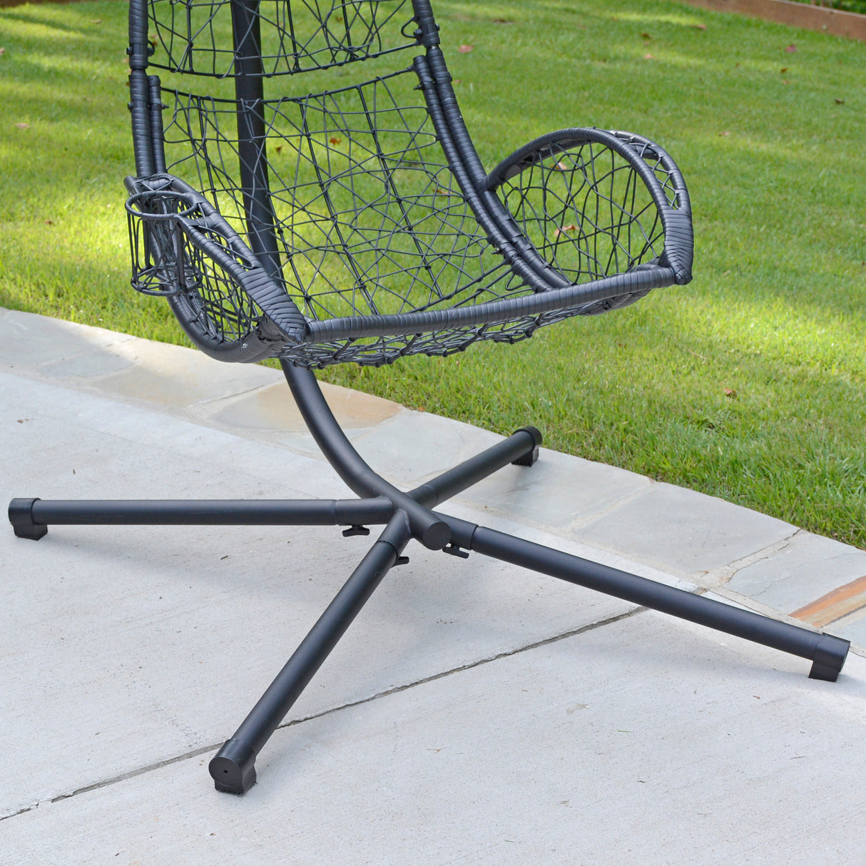 Hanging Cushioned Rattan Wicker Egg Chair and Stand