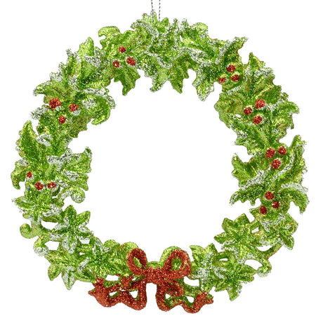 5" Acrylic Green Glitter Wreath Ornament