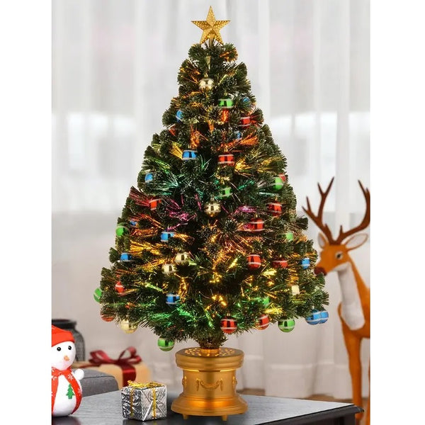 4' Fiber Optic Fireworks Artificial Christmas Tree with Glittered Ball ...