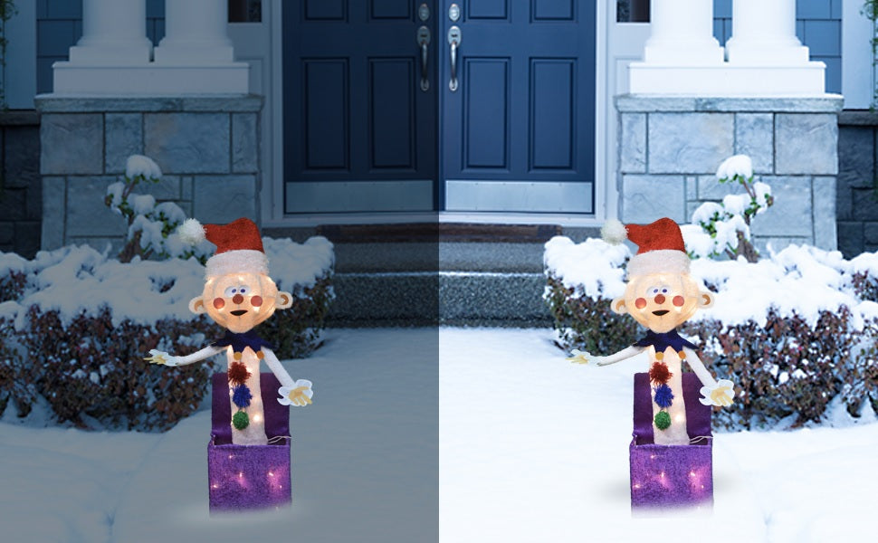 24" Pre-Lit 3D Misfit Charlie in the Box Christmas Yard Decoration
