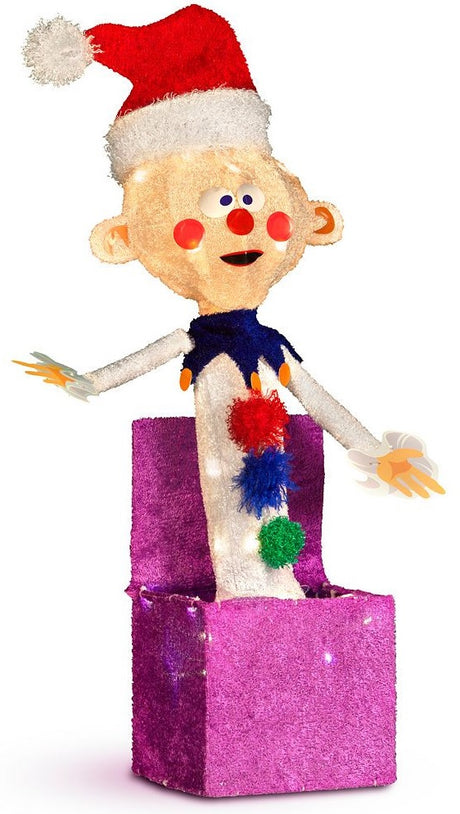 24" Pre-Lit 3D Misfit Charlie in the Box Christmas Yard Decoration
