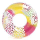 Inner tube detailed with pink and yellow flowers.