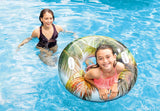 Inner tube detailed with colorful leaves.