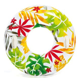 Inner tube detailed with colorful leaves.