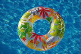 Inner tube detailed with tropical leaves.