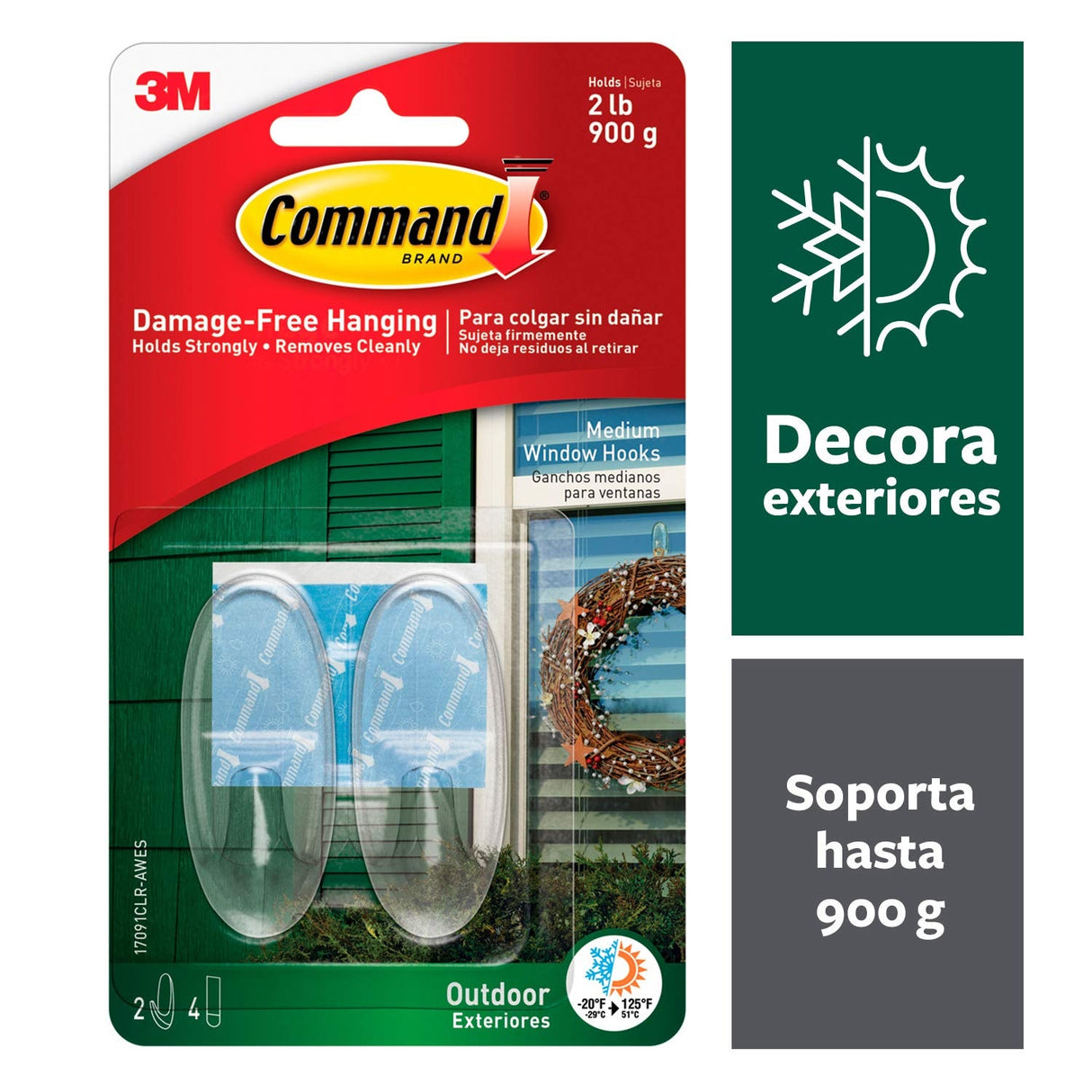 Medium-Sized Command™ Outdoor Plastic Window Hooks (2 Pack)
