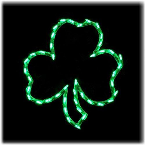 Lighted silhouette shaped like a green shamrock.