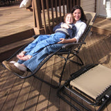 Tan folding chair.