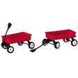 Metal village accessories for a Lemax display. Designed to look like two red wagons with black frames.
