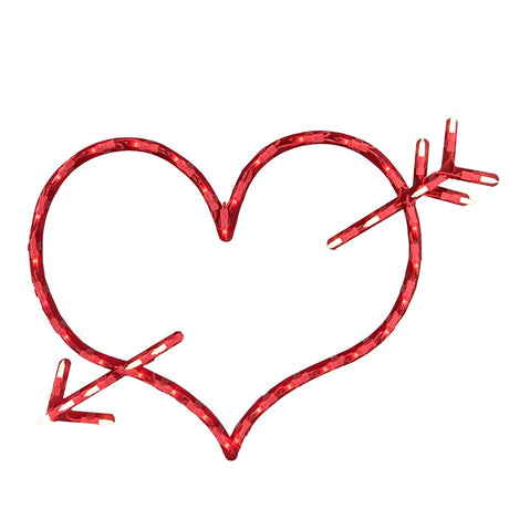 Lighted silhouette decoration shaped like a heart with an arrow through it.