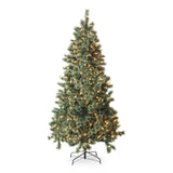 Pre-lit artificial tree. Lights are clear.